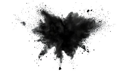 Black opwder burst explosion splash isolated on transparent white background. Vector holi colors. Vector black ink powder explosion isolated on white background. 