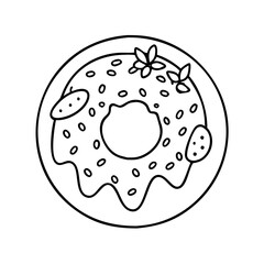 doughnut with fruit topping icon, doughnut with fruit topping line art - simple line art of doughnut with fruit topping, perfect for doughnut with fruit topping logos and icons