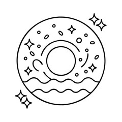 doughnut with sparkles icon, doughnut with sparkles line art - simple line art of doughnut with sparkles, perfect for doughnut with sparkles logos and icons