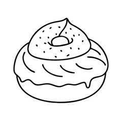 doughnut with whipped cream icon, doughnut with whipped cream line art - simple line art of doughnut with whipped cream, perfect for doughnut with whipped cream logos and icons