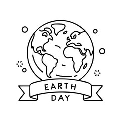 earth day banner icon, earth day banner line art - simple line art of earth day banner, perfect for earth day banner logos and icons