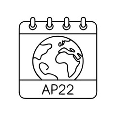 earth day calendar april 22 icon, earth day calendar april 22 line art - simple line art of earth day calendar april 22, perfect for earth day calendar april 22 logos and icons