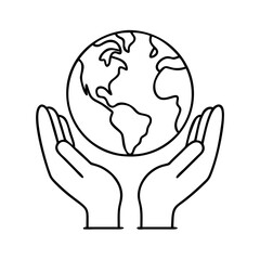 earth in hands icon, earth in hands line art - simple line art of earth in hands, perfect for earth in hands logos and icons