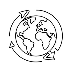 earth with recycling arrows icon, earth with recycling arrows line art - simple line art of earth with recycling arrows, perfect for earth with recycling arrows logos and icons