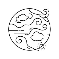 earth with wind swirl icon, earth with wind swirl line art - simple line art of earth with wind swirl, perfect for earth with wind swirl logos and icons