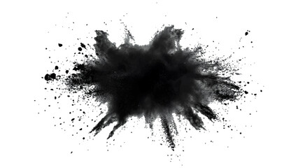 Black opwder burst explosion splash isolated on transparent white background. Vector holi colors. Vector black ink powder explosion isolated on white background. 