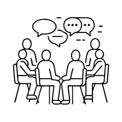 group therapy icon, group therapy line art - simple line art of group therapy, perfect for group therapy logos and icons