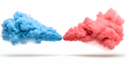 Fototapeta premium Blue And Pink Smoke Clouds On White Background