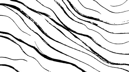 Black flowing wave lines on white transparent background. Vector black line art pattern drawing white background. Black lines create a flowing wave pattern on a white background.