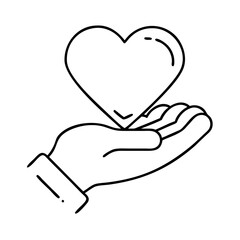 hand holding a heart icon, hand holding a heart line art - simple line art of hand holding a heart, perfect for hand holding a heart logos and icons