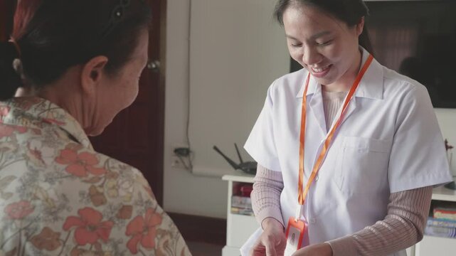 A warm interaction between a nurse and a patient, showcasing compassion and healthcare professionalism. The scene captures the importance of communication in the medical field, highlighting the bond f