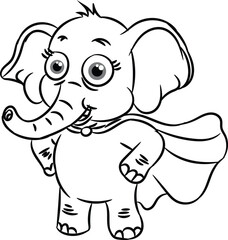 Illustration of a cartoony elephant out line