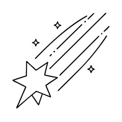 shooting star icon, shooting star line art - simple line art of shooting star, perfect for shooting star logos and icons