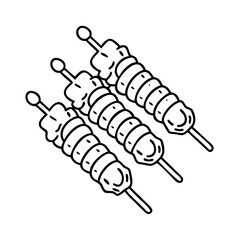 skewers of grilled meat al pastor icon, skewers of grilled meat al pastor line art - simple line art of skewers of grilled meat al pastor, perfect for skewers of grilled meat al pastor logos and icons