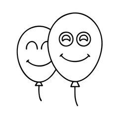 smiley face balloon icon, smiley face balloon line art - simple line art of smiley face balloon, perfect for smiley face balloon logos and icons