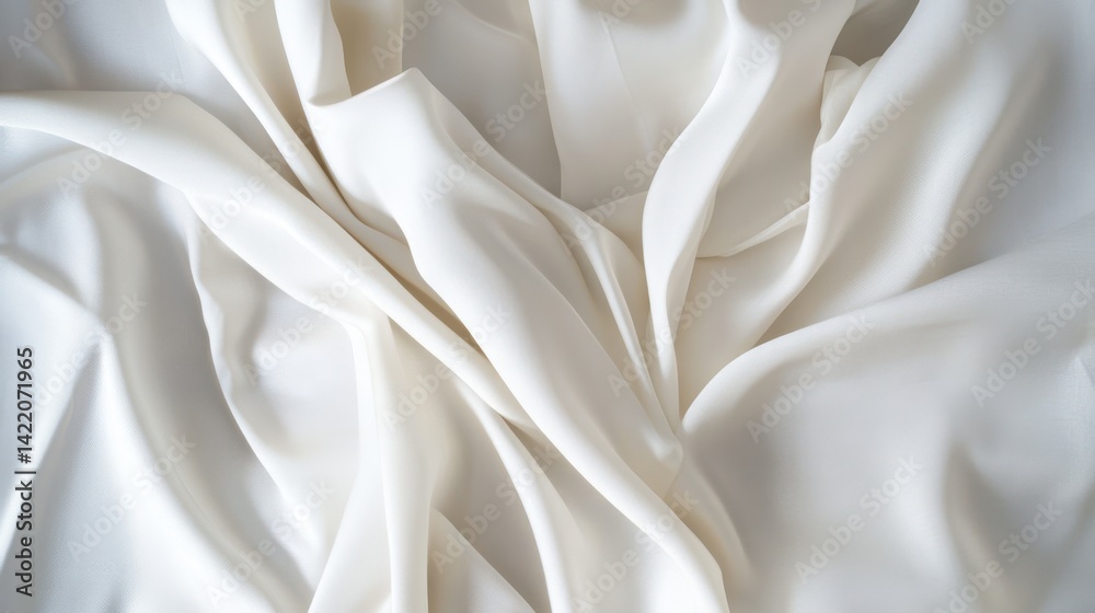 Aufkleber minimal white satin drape with natural folds and highlights, abstract high-detail fabric background 