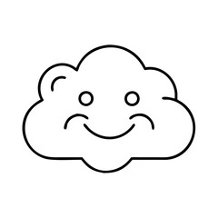 smiling cloud icon, smiling cloud line art - simple line art of smiling cloud, perfect for smiling cloud logos and icons