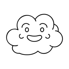 smiling cloud icon, smiling cloud line art - simple line art of smiling cloud, perfect for smiling cloud logos and icons
