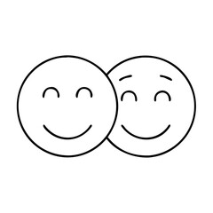 smiling faces side by side icon, smiling faces side by side line art - simple line art of smiling faces side by side, perfect for smiling faces side by side logos and icons