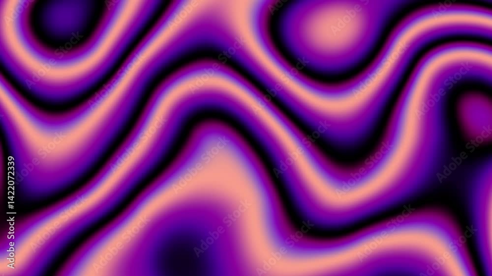 Poster Beautiful abstract purple wave animated background with curve shape fluid smooth motion. Loop seamless background