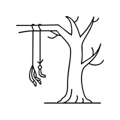 swing hanging from tree icon, swing hanging from tree line art - simple line art of swing hanging from tree, perfect for swing hanging from tree logos and icons