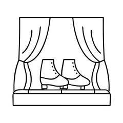 tap shoes on stage icon, tap shoes on stage line art - simple line art of tap shoes on stage, perfect for tap shoes on stage logos and icons