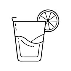 tequila shot with lime icon, tequila shot with lime line art - simple line art of tequila shot with lime, perfect for tequila shot with lime logos and icons