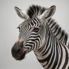 "Stylized cartoon zebra with big eyes on a white background"