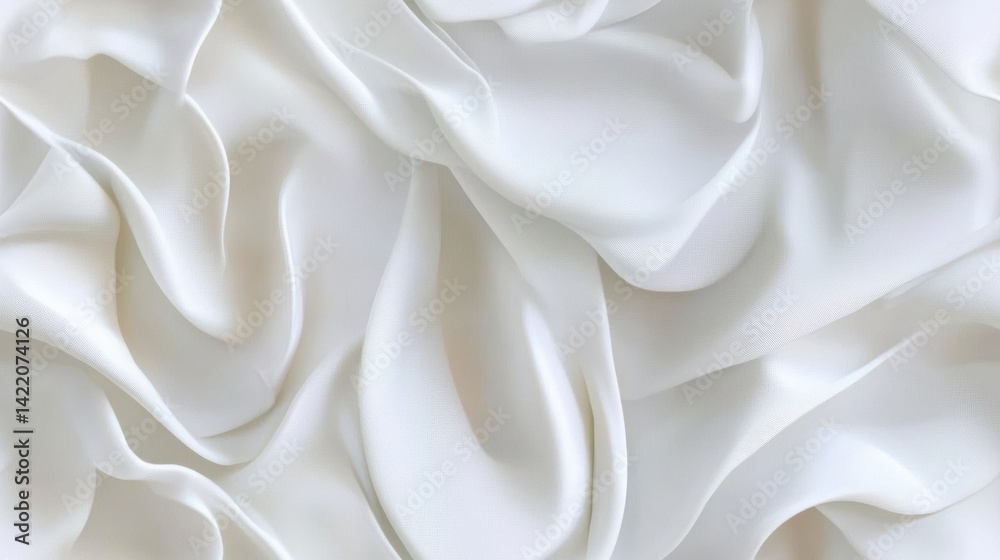 Aufkleber White textile backdrop with soft folds and gentle reflections, elegant neutral fabric surface for minimalistic product display or branding mockups