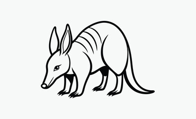 Aardvark silhouette vector white background, Animal vector icon, Wildlife illustration