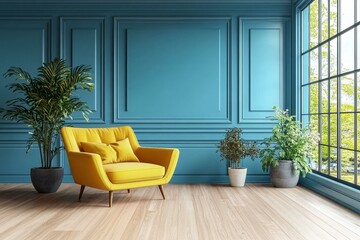 Stylish Teal Room with a Pop of Yellow