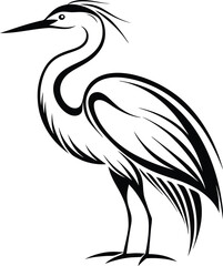Heron bird silhouette, heron bird, vector illustration,black silhouette 