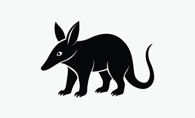 Aardvark silhouette vector white background, Animal vector icon, Wildlife illustration