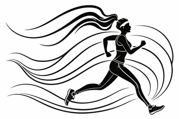 sexy girl run silhouette black vector