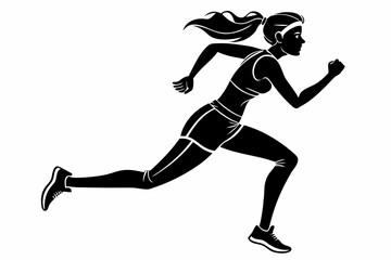 sexy girl run silhouette black vector