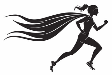 sexy girl run silhouette black vector