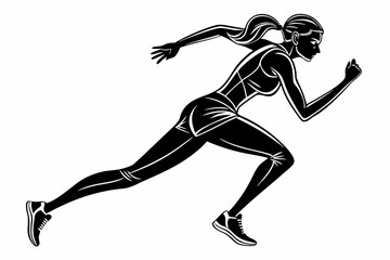 sexy girl run silhouette black vector