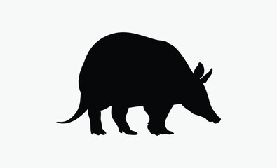 Aardvark silhouette vector white background, Animal vector icon, Wildlife illustration