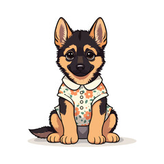 Cute German Shepherd Dog Cartoon Vector Icon Illustration Animal Nature Icon Isolated Flat Vector