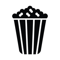 popcorn bucket stencil icon silhouette vector illustration
