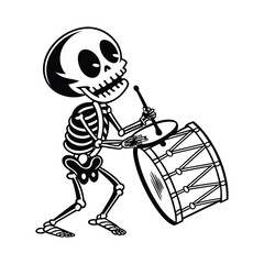Skeleton Drummer Playing Lively Beat on a Drum Set