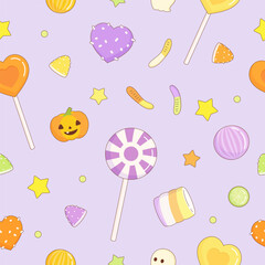 purple halloween candy party pattern