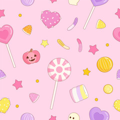 pink halloween candy party pattern