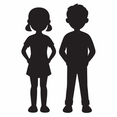 silhouette of two children standing in a relaxed pose 