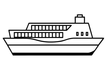 Obraz premium Cargo Ship Line Art Vector Illustration
