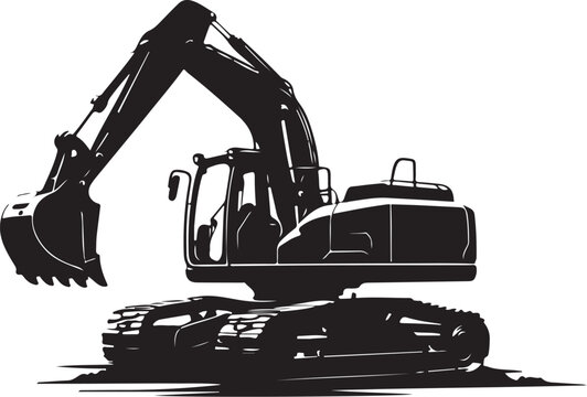 Excavator Silhouette Vector Illustration 