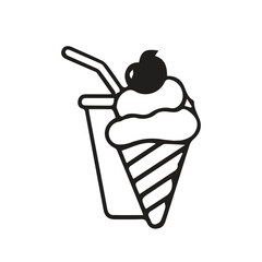 ice cream icon black illustration on white