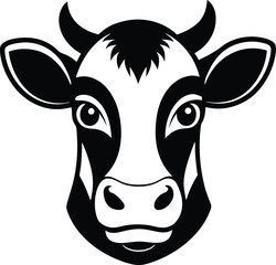 Cow face silhouette,cow face , front view, vector illustration 