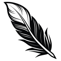 Obraz premium Elegant Black and White Feather Illustrations, Hand-Drawn Feather Designs in Black and White, Stylized Feather Clipart Collection.