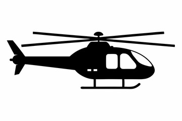Helicopter Black Silhouette Vector Illustration
